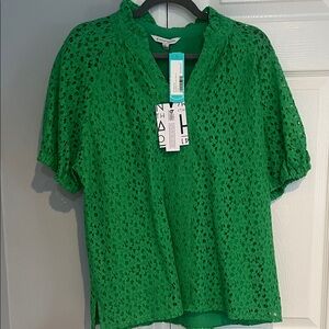 NWT 42 Hawthorn Vibrant Green eyelet Blouse